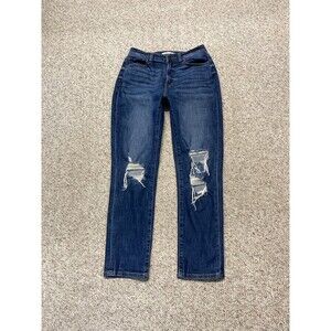 28 Willow + Root High Rise The Curvy Mom Distressed Dark Wash